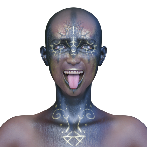 Bir kadının yüzünün 3 boyutlu görüntüsü.