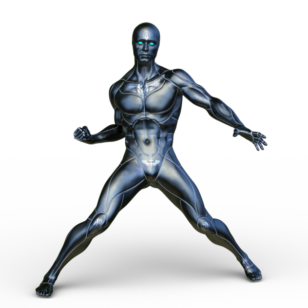 erkek bir cyborg 3D render