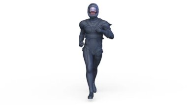 3D rendering of a running cyber man