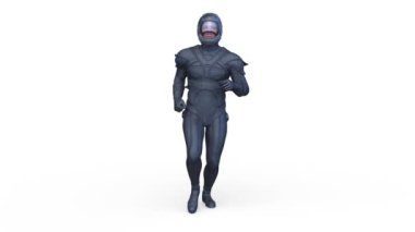 3D rendering of a running cyber man