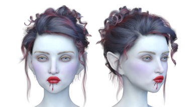 Dişi bir vampirin 3 boyutlu görüntüsü.