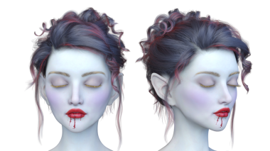 Dişi bir vampirin 3 boyutlu görüntüsü.