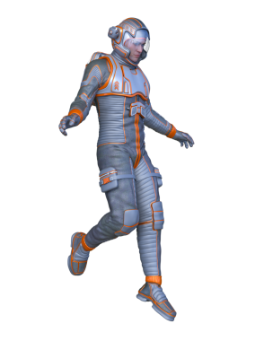 Bir erkek astronotun 3 boyutlu canlandırması