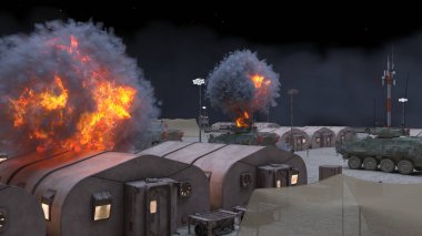 Askeri kampın 3 boyutlu canlandırması
