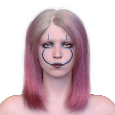 Palyaço makyajlı bir kadının 3 boyutlu görüntüsü