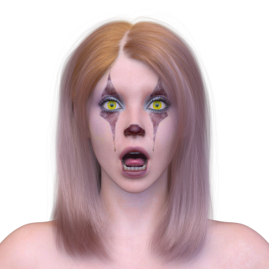 Palyaço makyajlı bir kadının 3 boyutlu görüntüsü