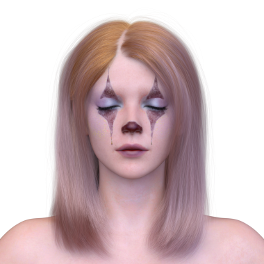 Palyaço makyajlı bir kadının 3 boyutlu görüntüsü