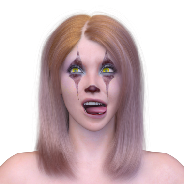 Palyaço makyajlı bir kadının 3 boyutlu görüntüsü