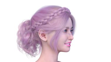 Bir kadının yüzünün 3 boyutlu görüntüsü.