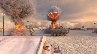 Askeri kampın 3 boyutlu canlandırması