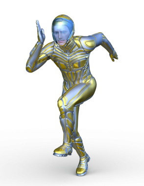 erkek bir cyborg 3D render