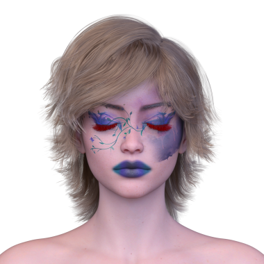 Bir kadının yüzünün 3 boyutlu görüntüsü.