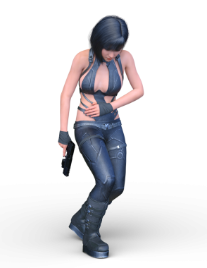 bir kadın savaşçı 3D render