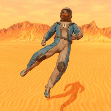 Bir erkek astronotun 3 boyutlu canlandırması