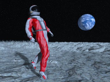 Bir erkek astronotun 3 boyutlu canlandırması