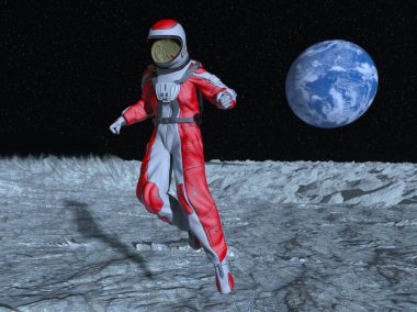 Bir erkek astronotun 3 boyutlu canlandırması