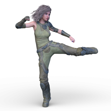 bir kadın savaşçı 3D render