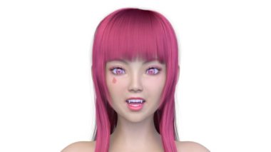 Bir kadının yüzünün 3 boyutlu görüntüsü.