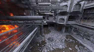 Issız şehir manzarasının 3B canlandırması