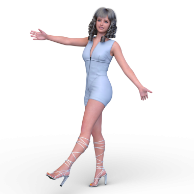 Şortlu bir kadının 3D görüntüsü