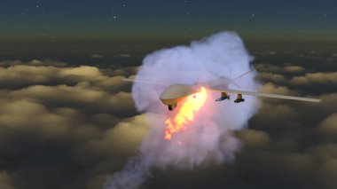 İnsansız bir saldırı uçağının 3 boyutlu görüntüsü