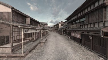 Edo dönemi sokak manzarasının 3B canlandırması