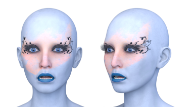 Bir kadının yüzünün 3 boyutlu görüntüsü.