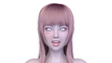 Dişi bir vampirin 3 boyutlu görüntüsü.