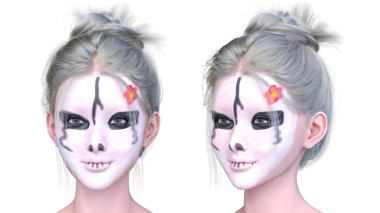 Bir kadının yüzünün 3 boyutlu görüntüsü.