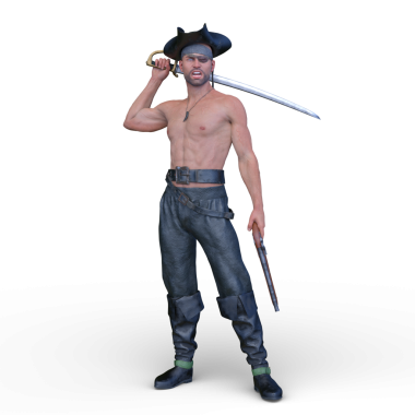 Bir korsanın 3 boyutlu canlandırması