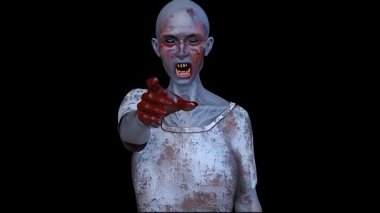 Erkek zombi yüzünün 3 boyutlu hali