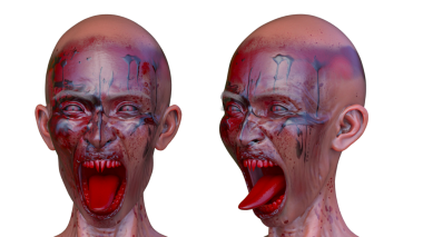 3 boyutlu dişi zombi yüzü.