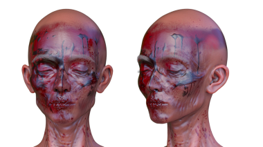 3 boyutlu dişi zombi yüzü.