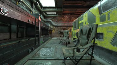 İçerideki uzay aracının 3B görüntülemesi