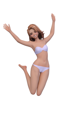 Bikinili bir kadının 3B görüntüsü