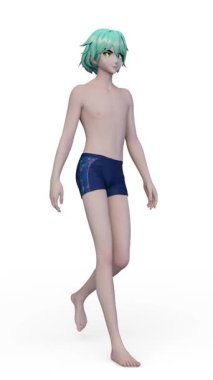 Yürüyen bir adamın 3 boyutlu yarı pantolonlu hali.