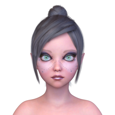 Bir kadının yüzünün 3 boyutlu görüntüsü.