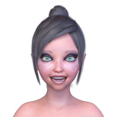 Bir kadının yüzünün 3 boyutlu görüntüsü.