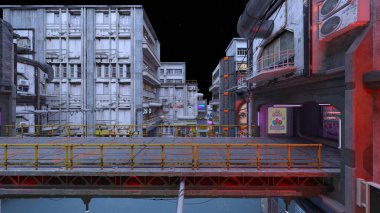 Issız şehir manzarasının 3B canlandırması