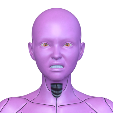 Dişi bir sayborgun yüzünün 3 boyutlu görüntüsü.