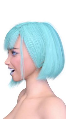 Bir kadının yüzünün 3 boyutlu görüntüsü.