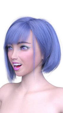 Bir kadının yüzünün 3 boyutlu görüntüsü.