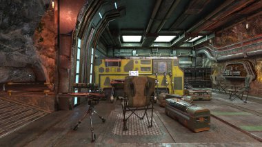 İçerideki uzay aracının 3B görüntülemesi