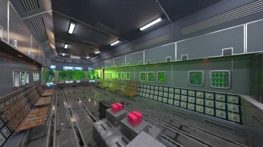 İçerideki uzay aracının 3B görüntülemesi