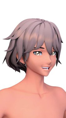 Bir adamın yüzünün 3 boyutlu görüntüsü.