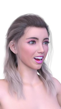 Bir kadının yüzünün 3 boyutlu görüntüsü.