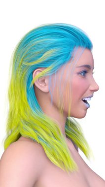 Bir kadının yüzünün 3 boyutlu görüntüsü.