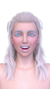 Bir kadının yüzünün 3 boyutlu görüntüsü.