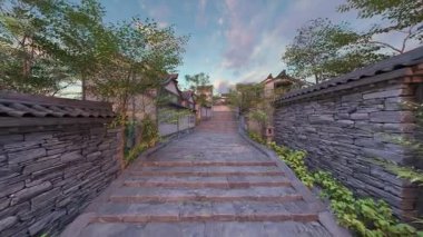 Çin tarzı binaların 3D görüntüsü