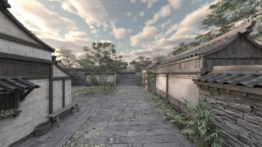 3D rendering of the Chinese style buildings